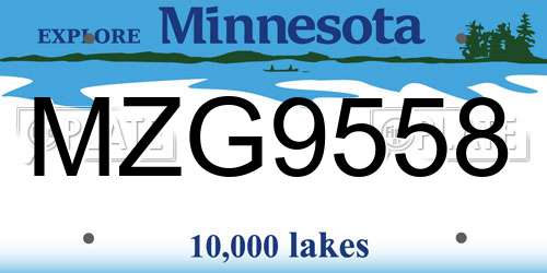 MZG9558 Minnesota License Plate