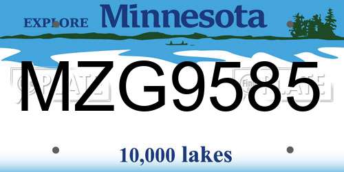MZG9585 Minnesota License Plate