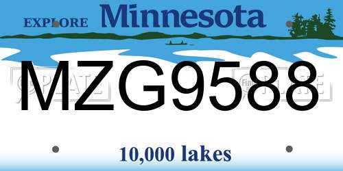 MZG9588 Minnesota License Plate