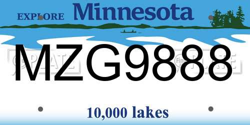 MZG9888 Minnesota License Plate