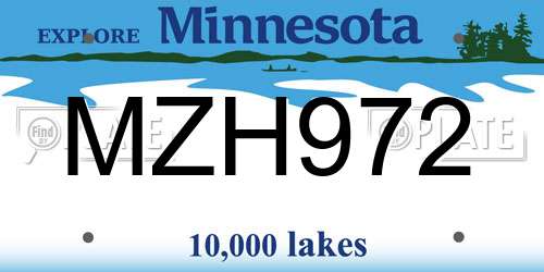 MZH972 Minnesota License Plate