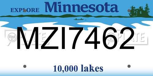 MZI7462 Minnesota License Plate