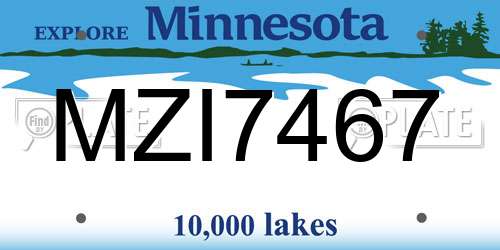 MZI7467 Minnesota License Plate