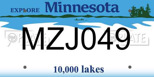MZJ049 Minnesota License Plate