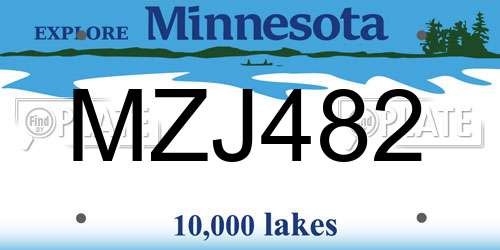 MZJ482 Minnesota License Plate
