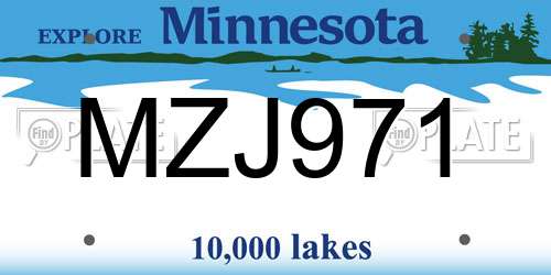 MZJ971 Minnesota License Plate