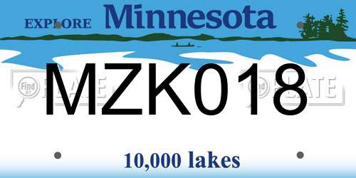MZK018 Minnesota License Plate