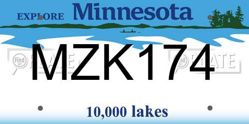 MZK174 Minnesota License Plate