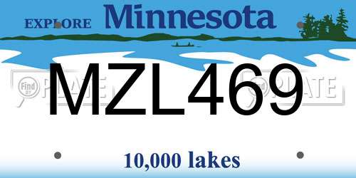 MZL469 Minnesota License Plate