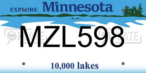 MZL598 Minnesota License Plate