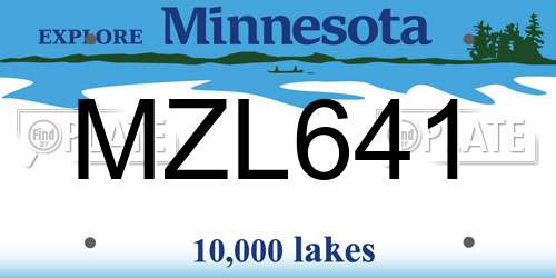 MZL641 Minnesota License Plate