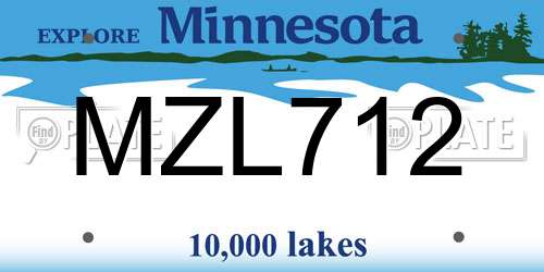 MZL712 Minnesota License Plate