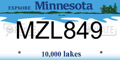 MZL849 Minnesota License Plate