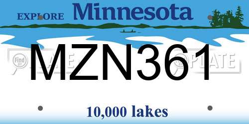 MZN361 Minnesota License Plate