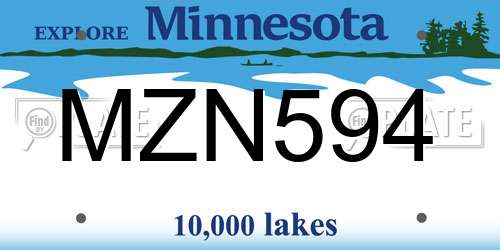 MZN594 Minnesota License Plate