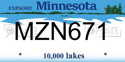 MZN671 Minnesota License Plate