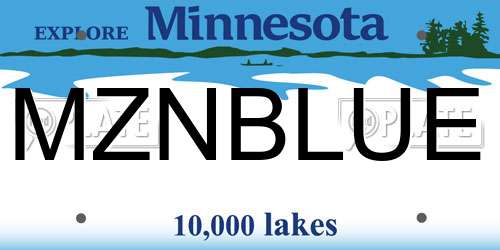 MZNBLUE Minnesota License Plate
