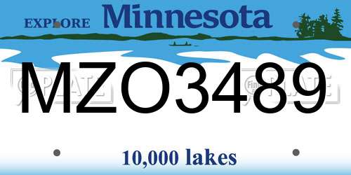 MZO3489 Minnesota License Plate