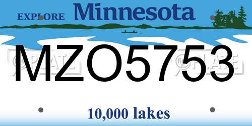 MZO5753 Minnesota License Plate