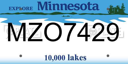 MZO7429 Minnesota License Plate