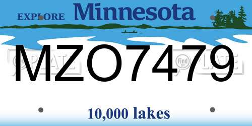 MZO7479 Minnesota License Plate