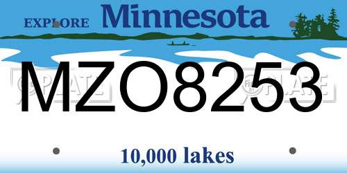MZO8253 Minnesota License Plate