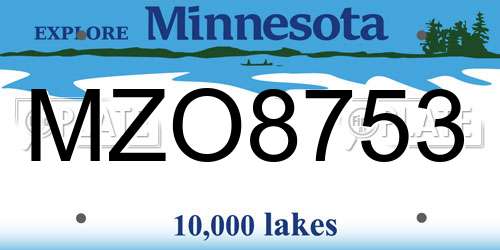 MZO8753 Minnesota License Plate