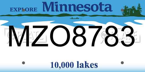 MZO8783 Minnesota License Plate