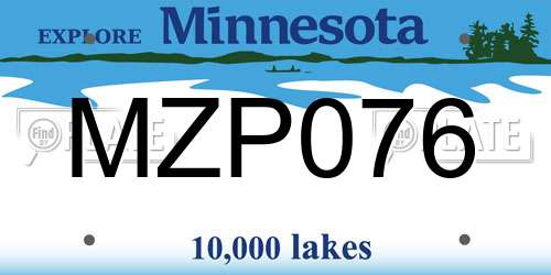 MZP076 Minnesota License Plate
