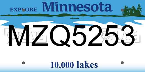 MZQ5253 Minnesota License Plate