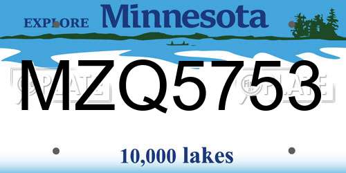 MZQ5753 Minnesota License Plate