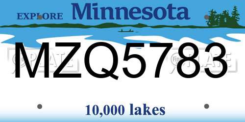 MZQ5783 Minnesota License Plate