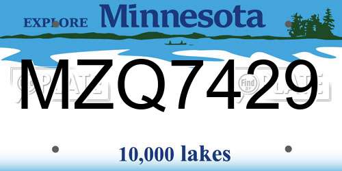 MZQ7429 Minnesota License Plate