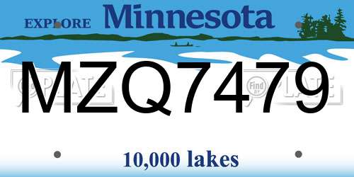 MZQ7479 Minnesota License Plate