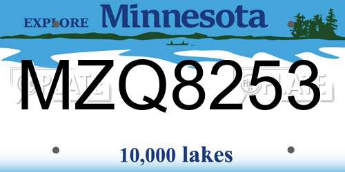 MZQ8253 Minnesota License Plate