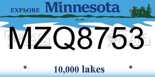 MZQ8753 Minnesota License Plate