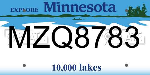 MZQ8783 Minnesota License Plate