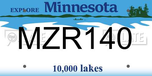 MZR140 Minnesota License Plate