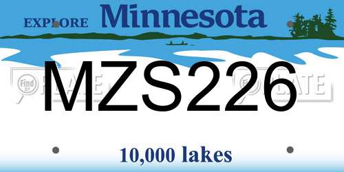 MZS226 Minnesota License Plate