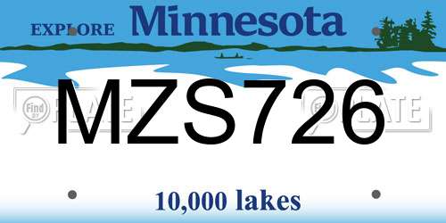 MZS726 Minnesota License Plate