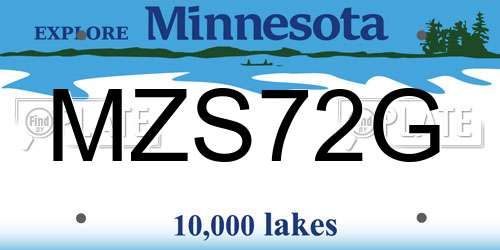 MZS72G Minnesota License Plate