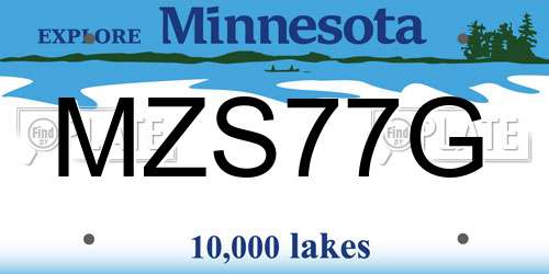 MZS77G Minnesota License Plate