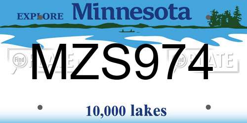 MZS974 Minnesota License Plate