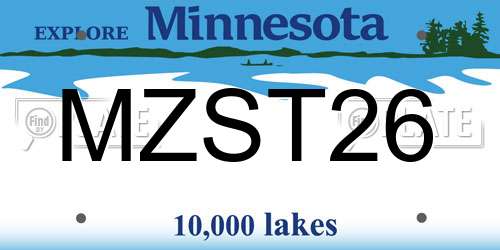 MZST26 Minnesota License Plate
