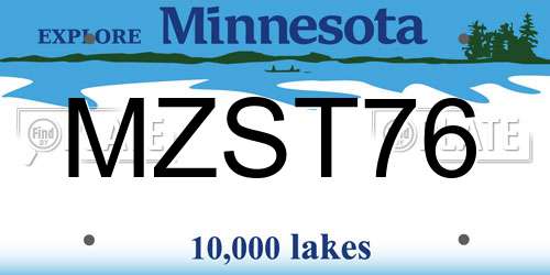 MZST76 Minnesota License Plate