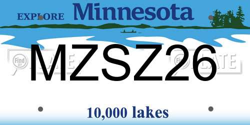 MZSZ26 Minnesota License Plate