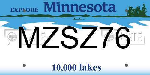 MZSZ76 Minnesota License Plate