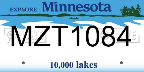 MZT1084 Minnesota License Plate