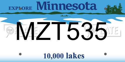 MZT535 Minnesota License Plate