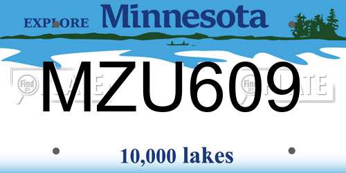 MZU609 Minnesota License Plate